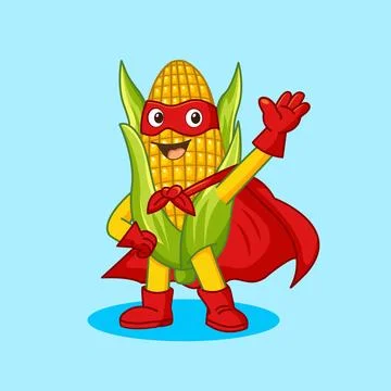 Superhero Corn Cob Cartoon Vector Illustration Stock Illustration