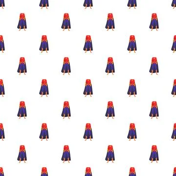 Superhero costume pattern with red top and purple cape Stock Illustration