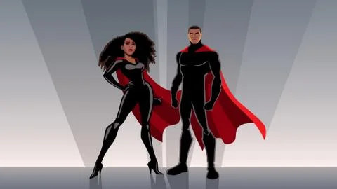 Superhero Couple Black イラスト素材