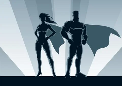 Superhero Couple Stock Illustration