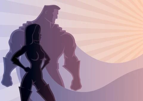Superhero Couple  Stockillustratie