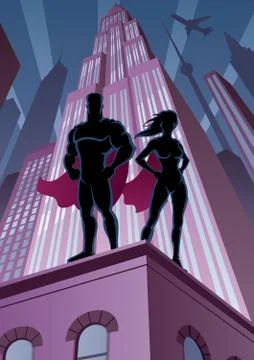 Superhero Couple Ilustração Stock