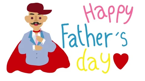 Superhero dad posing confidently in a "Happy Father's Day" theme Stock Footage 311847604