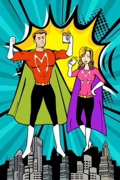 Superhero Drinking Milk Stock Illustration