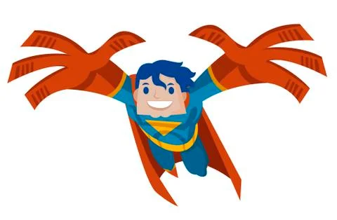 Superhero flying with cape Stock Illustration
