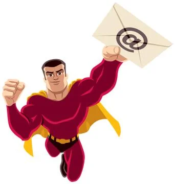 Superhero Flying E-mail Stock Illustration