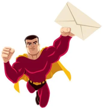 Superhero Flying Envelope Иллюстрация