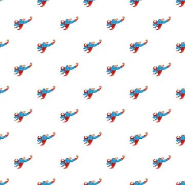 Superhero flying to fight pattern, cartoon style Illustrazione stock
