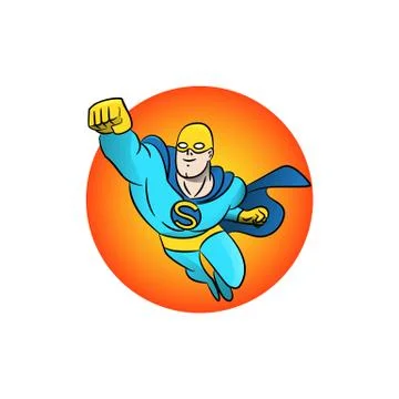 Superhero flying logo. Vector illustration Stock Illustration