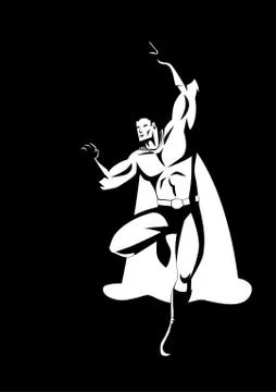 Superhero In Flying Pose Stock Illustration