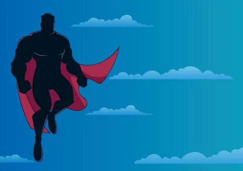 Superhero Flying in Sky Stockillustratie