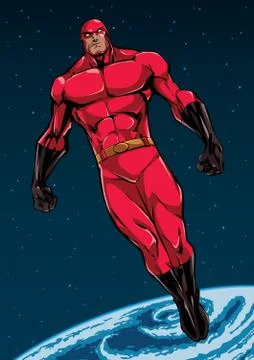 Superhero Flying in Space Stockillustratie