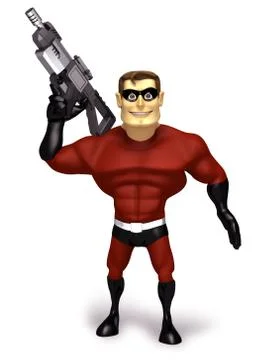 Superhero with gun Stock Illustration