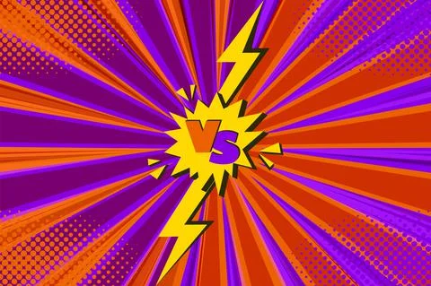 Superhero halftoned background with lightning. Versus cartoon design with yellow Stock Illustration