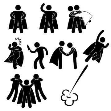 Superhero Hero Rescue Help Protect Girl Fly Icon Symbol Sign Pictogram Illustrazione stock