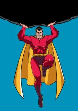 Superhero Holding Boulder Stockillustratie