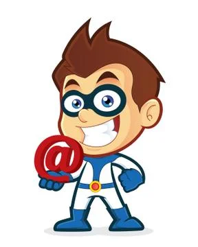 Superhero holding an email at Stock Illustration
