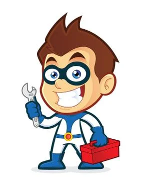 Superhero holding tools Stock Illustration