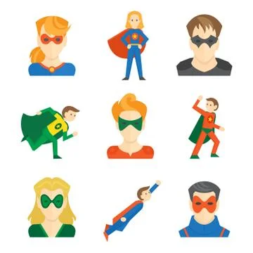 Superhero icon flat Stock Illustration