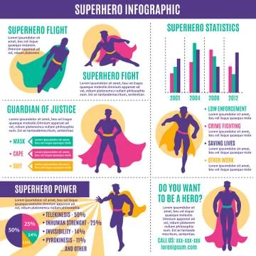 Superhero Infographics Layout Stock Illustration