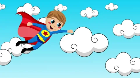 Superhero kid flying in the sky Video stock 59933418