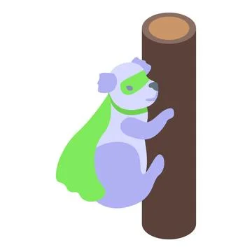 Superhero koala climbing tree protecting forest wearing green cloak and mask Stock Illustration