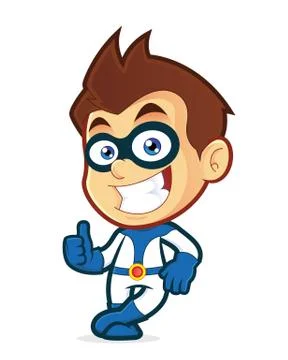 Superhero leaning on an empty block Stock Illustration