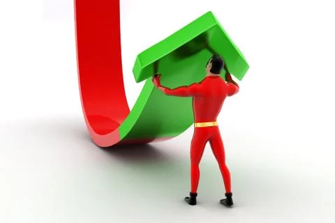Superhero lifting up a downward concept Illustrazione stock