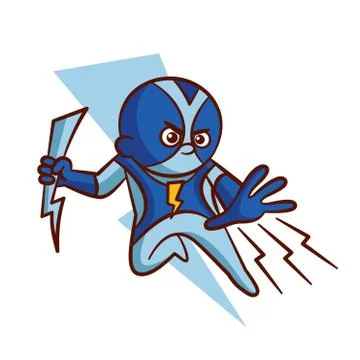 Superhero Lightning Boy Sticker Stock Illustration