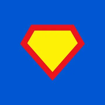 Superhero logo template on blue background. Vector on isolated white backgrou Stock Illustration