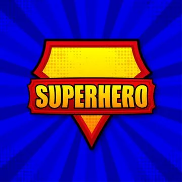 Superhero logo template. Frame with divergent rays. Super hero shield. Stockillustratie