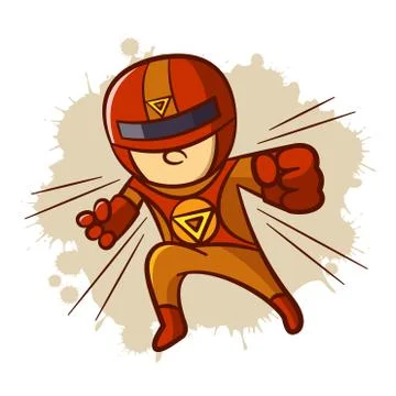 Superhero Magnet Boy Sticker Stock Illustration