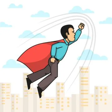 Superhero man flying 스톡 일러스트