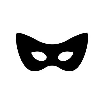 Superhero mask vector black icon. Silhouette hero cartoon character comic face Stock Illustration