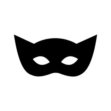 Superhero mask vector black icon. Silhouette hero cartoon character comic face Stock Illustration