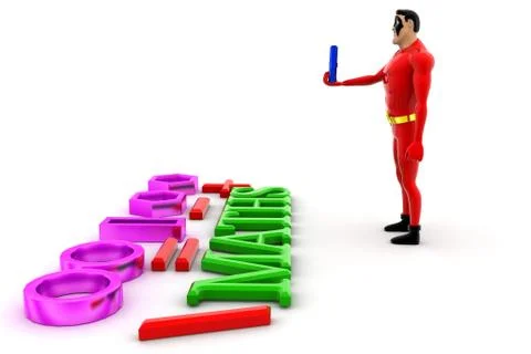 Superhero with maths font concept Illustrazione stock