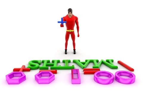 Superhero with maths font concept Stock Illustration