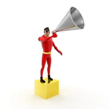 Superhero with mega speaker - megaphone concept Stock Illustration