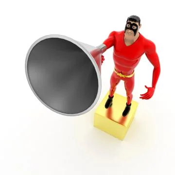 Superhero with mega speaker - megaphone concept Stock Illustration