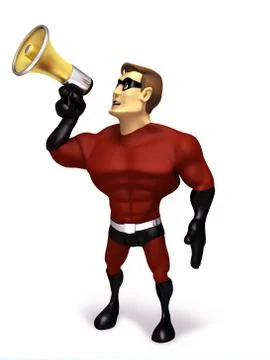 Superhero with megaphone Stock Illustration