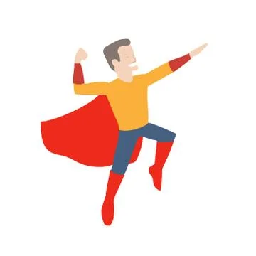 Superhero in midair Stock Illustration