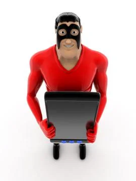 Superhero with mobile phone concept Stock Illustration
