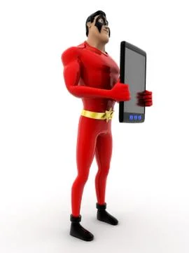 Superhero with mobile phone concept Stock Illustration