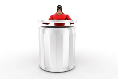 Superhero opening  dustbin concept Stock Illustration