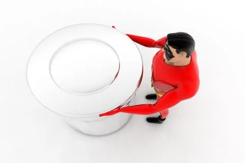 Superhero opening  dustbin concept Illustrazione stock