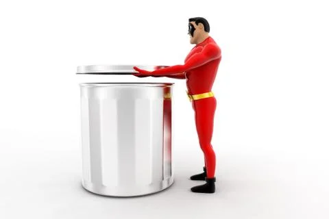 Superhero opening  dustbin concept Stock Illustration