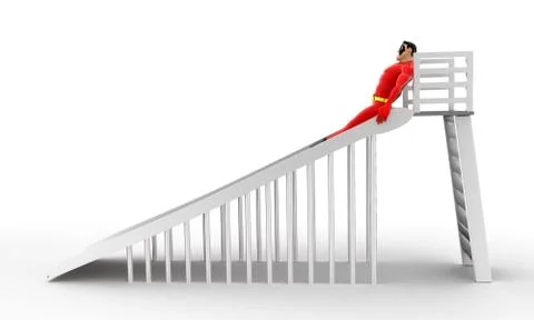 Superhero play on slide concept Illustrazione stock