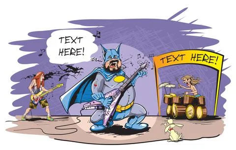 Superhero playing guitar Stock Illustration