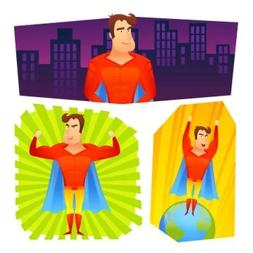 Superhero posters banners set Stockillustratie