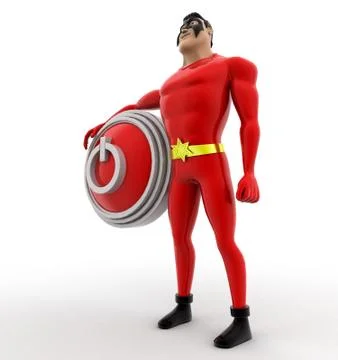 Superhero with power button concept Illustrazione stock